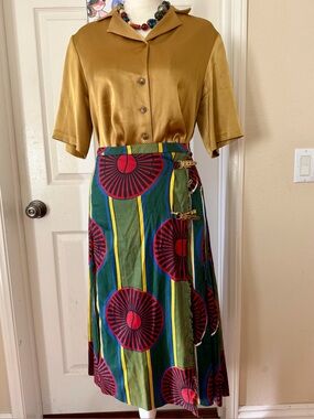 Stella Jean Green Multicolor Wrap Midi Skirt - Made in Italy size 38